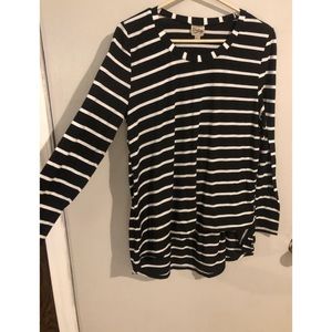 Como vintage 3/4 sleeve high/ low striped shirt